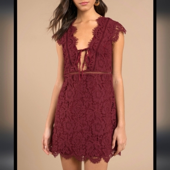Tobi Sophia Wine Lace Dress - Picture 1 of 14